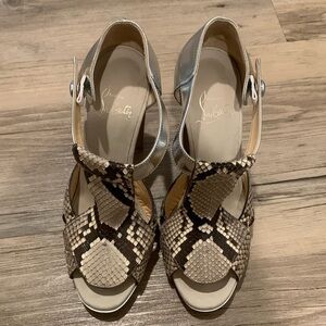 Christian Louboutin size 37 snakeskin chunky heels